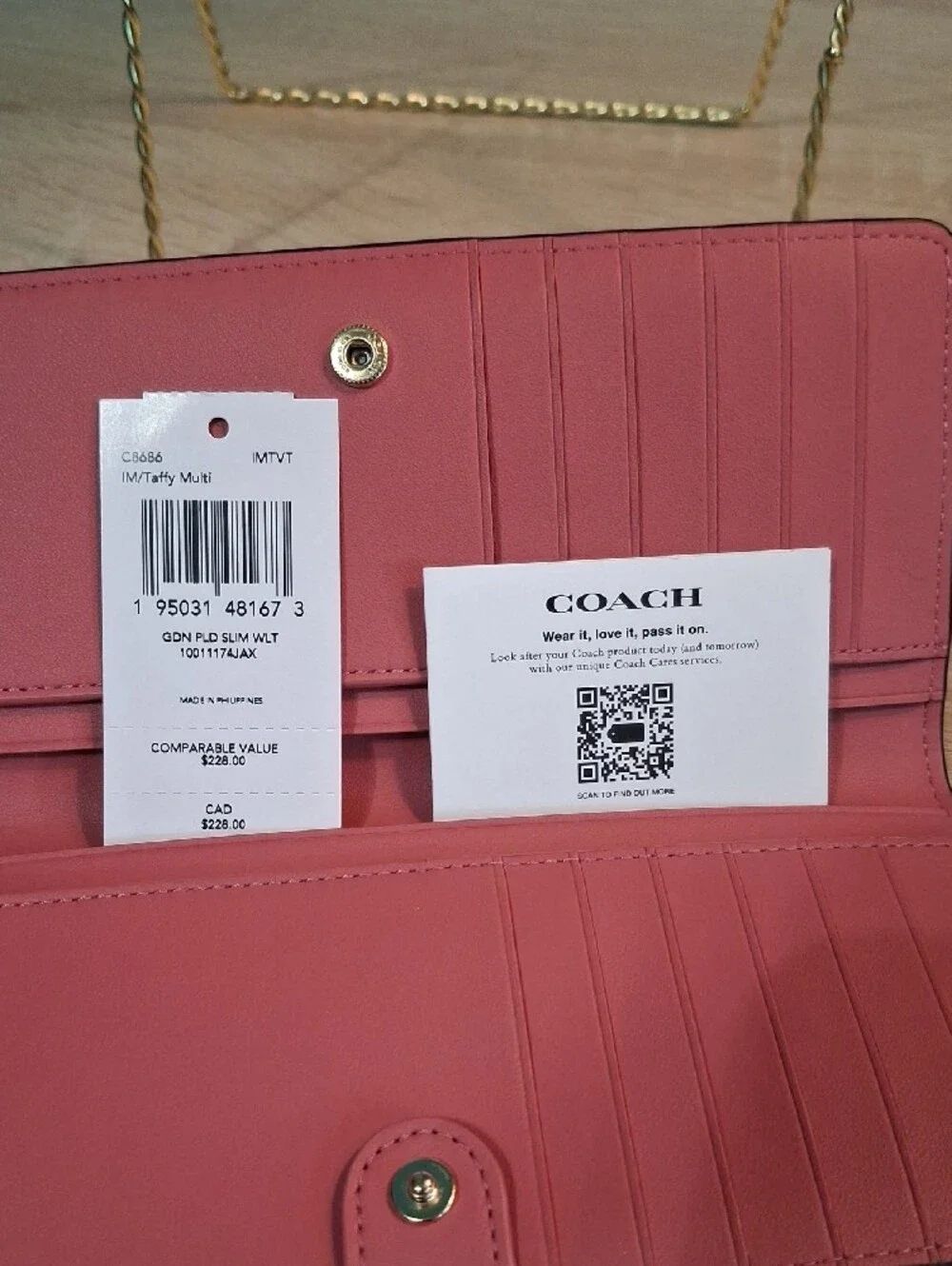 Coach Taffy Multi Plaid Slim Wallet Nwt